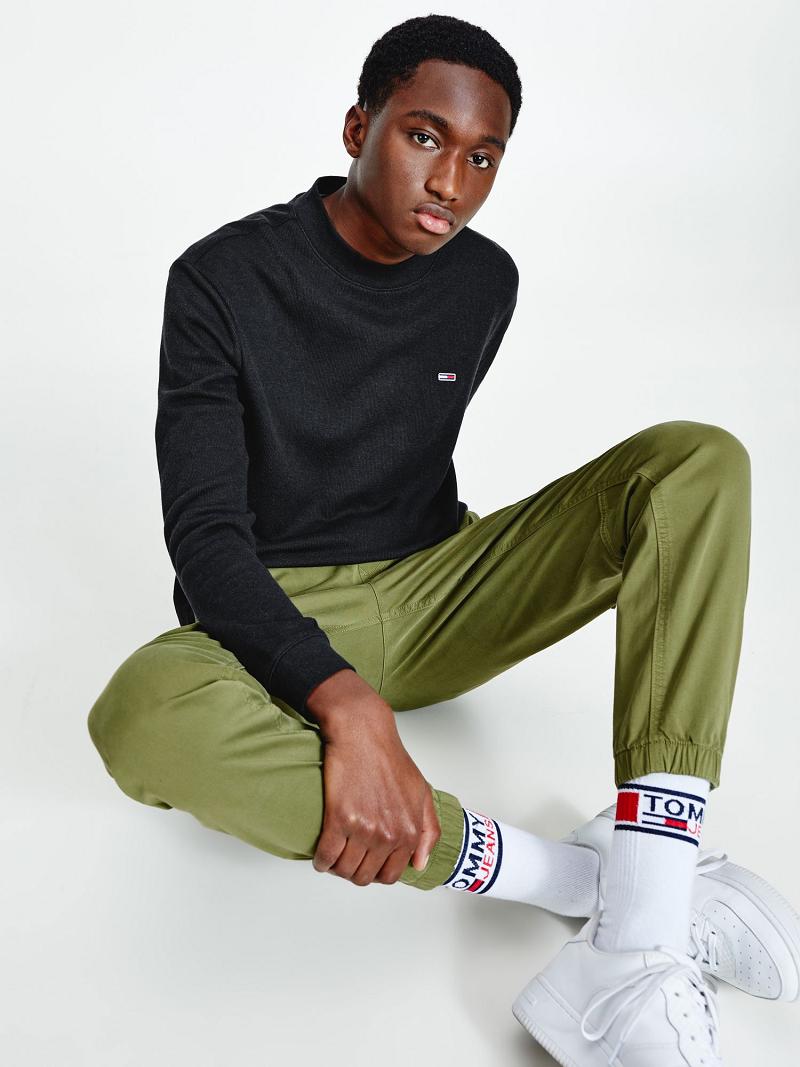 Férfi Tommy Hilfiger Organic cotton mock neck Póló Fekete | HU 846NWY